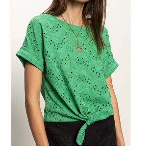 Sanctuary Green Palm All Day Eyelet Tee